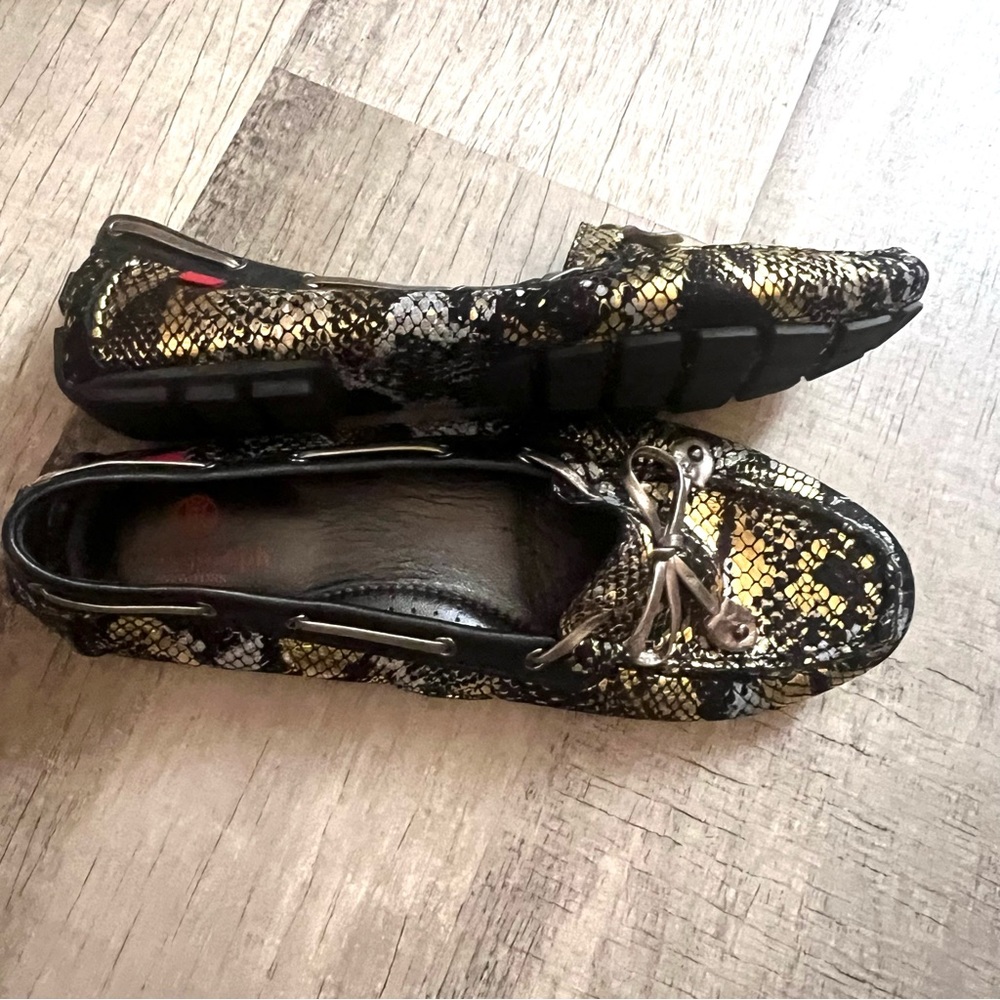 Marc Joseph Cypress Metallic Leather Driving Shoes Flats Size 9.5